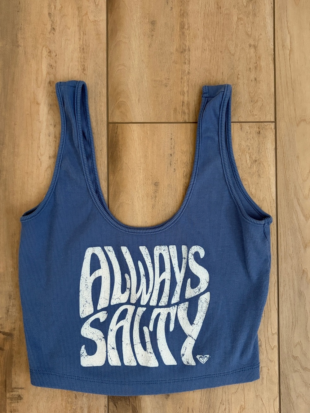 Roxy Blue 'Always Salty' Scoop Neck Crop Tank